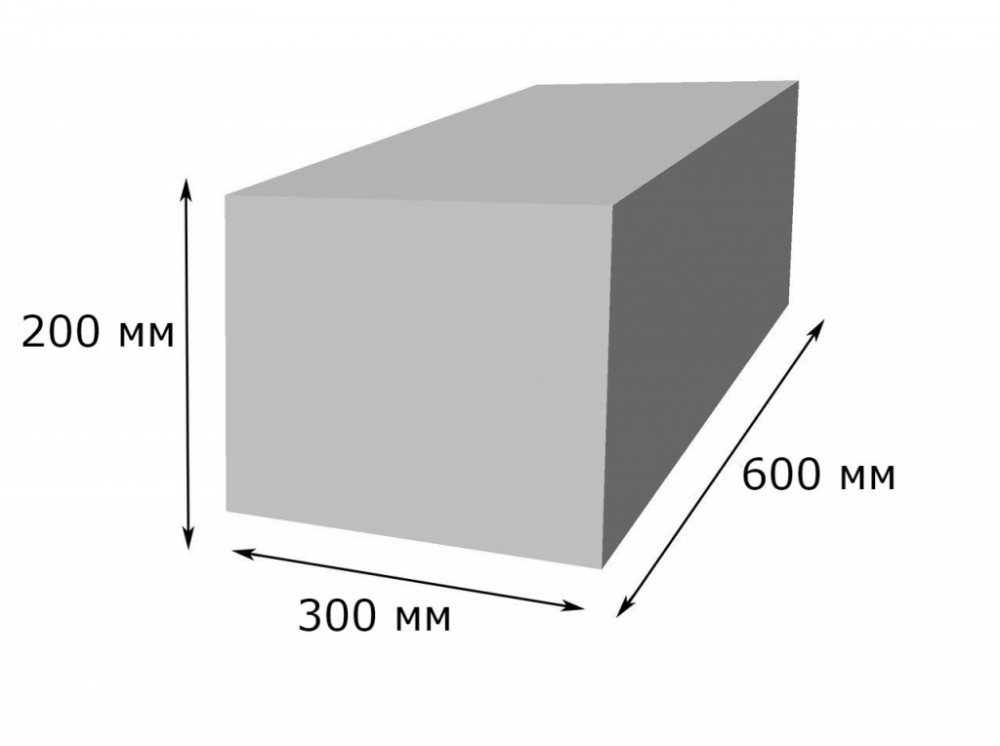 Блок из ячеистого бетона газосиликатный D500 600х300х200 мм